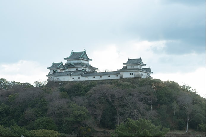 本社前に広がる和歌山城の景観